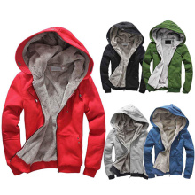 Inverno Quente De Alta Qualidade Planície Completa Zip-up Hoodies